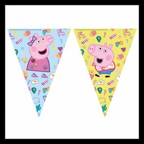 Peppa Pig Messy Play Triangle Plastic Flag Banner 9 Flags - for sale